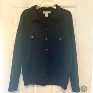 women's modern soul wool sweater, black with gold